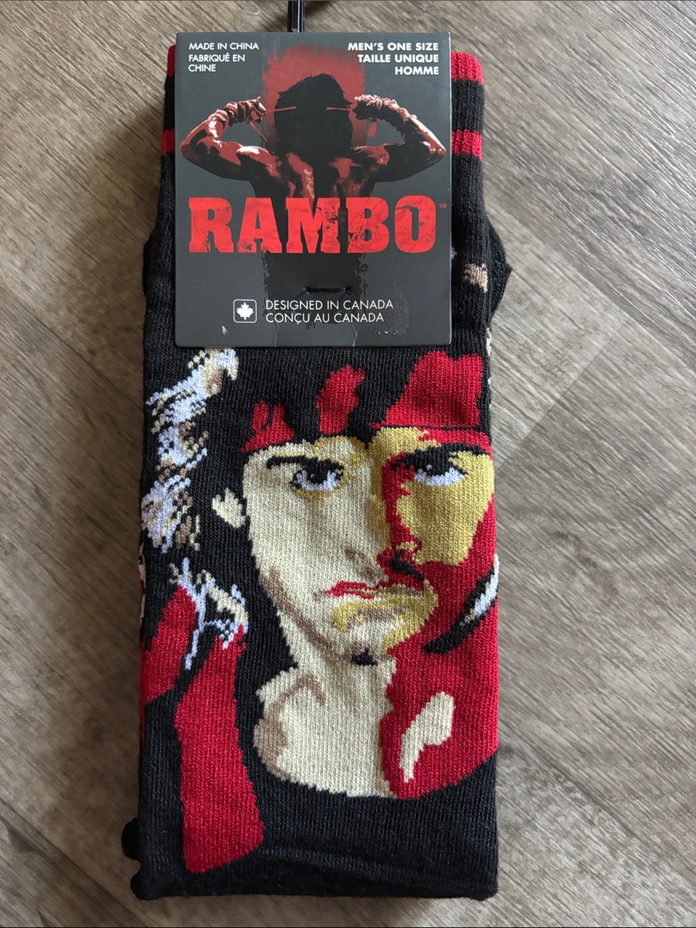 Men's Graphic Crew Socks - Black & Red